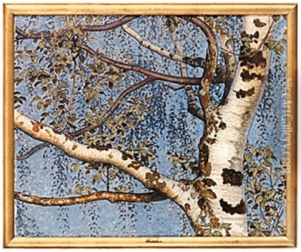 Varbjork Oil Painting - Gustaf Fjaestad