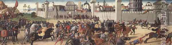 The Siege of Troy I- The Death of Hector, c.1490-95 Oil Painting - Biagio D'Antonio