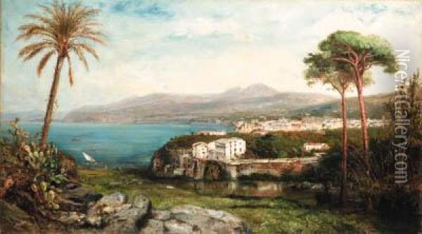 An Italian Coastal Scene Oil Painting - Jean-Baptist Tetar Van Elven