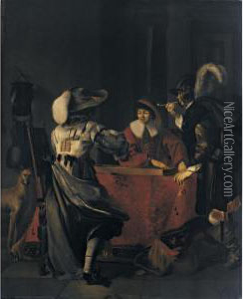 Soldiers Playing Backgammon Oil Painting - Thomas De Keyser
