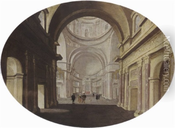 The Interior Of Il Gesu In Rome With Elegant Figures Oil Painting - Hans Jurriaensz van Baden