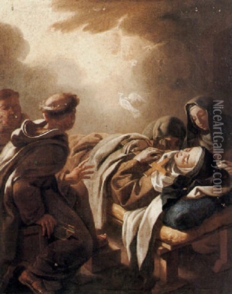 Morte Di Santa Chiara Oil Painting - Sisto Badalocchio