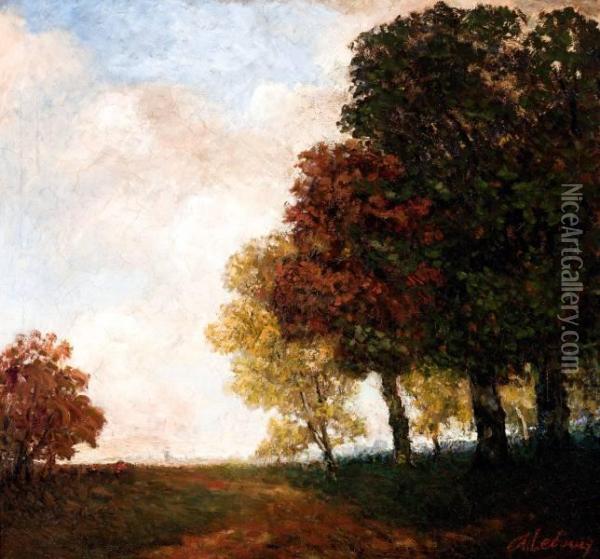 Landschap Met Herfstbomen Oil Painting - Albert Lebourg