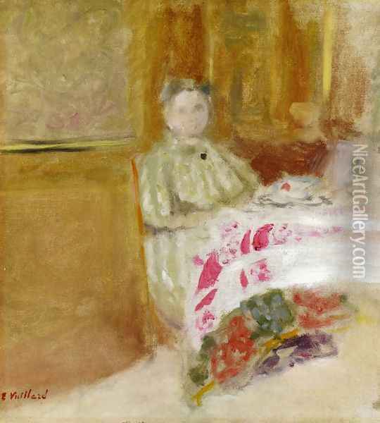 Madame Vuillard at Table I Oil Painting - Jean-Edouard Vuillard