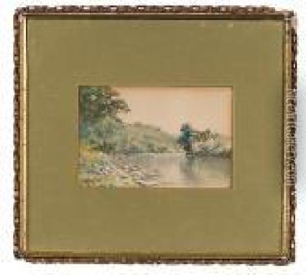 River Landscape Oil Painting - Paul Sawyier