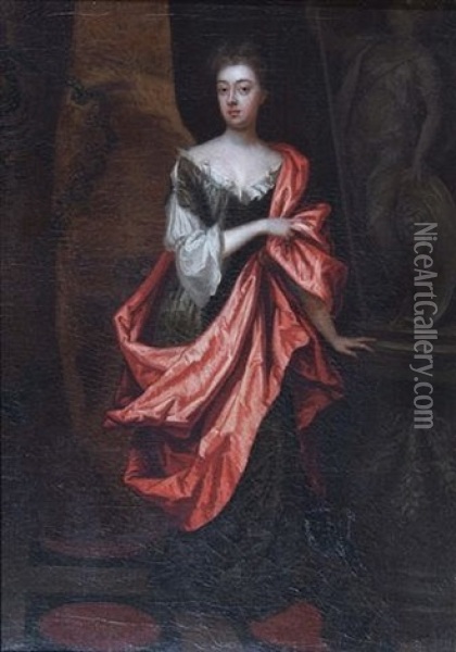 Princess Anne (later Queen) (1665-1714) Holding A Sprig Of Blossom (+ 2 Others; 3 Works) Oil Painting - Edward Byng