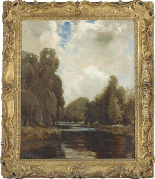 A Tranquil River Landscape Oil Painting - Robert Noble