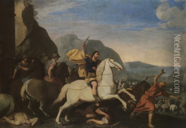 San Giacomo Alla Battaglia Di Clavigo Oil Painting - Aniello Falcone