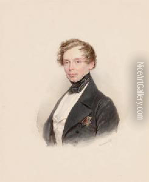 Portrait Of Nikolai Mikhailovich Smirnov (1808-1870) Oil Painting - Josef Kriehuber