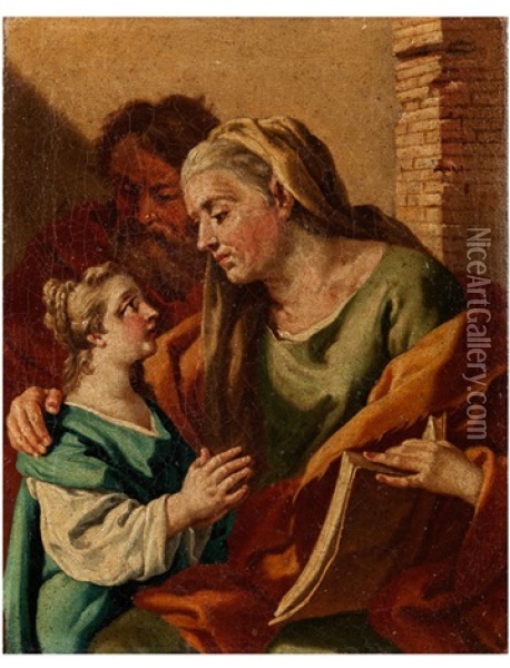 Die Heilige Anna Und Joachim Mit Dem Jungen Marienkind Oil Painting - Francesco de Mura