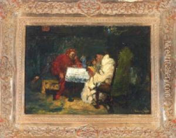 Faust Und Mephisto Im Studierzimmer Oil Painting - Heinrich Schlitt
