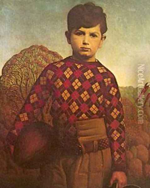 Plaid Sweater Oil Painting - Grant Wood