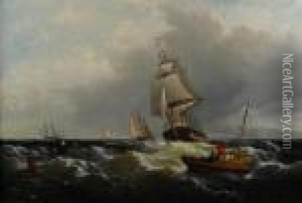 Ships At Sea Oil Painting - Edward Moran
