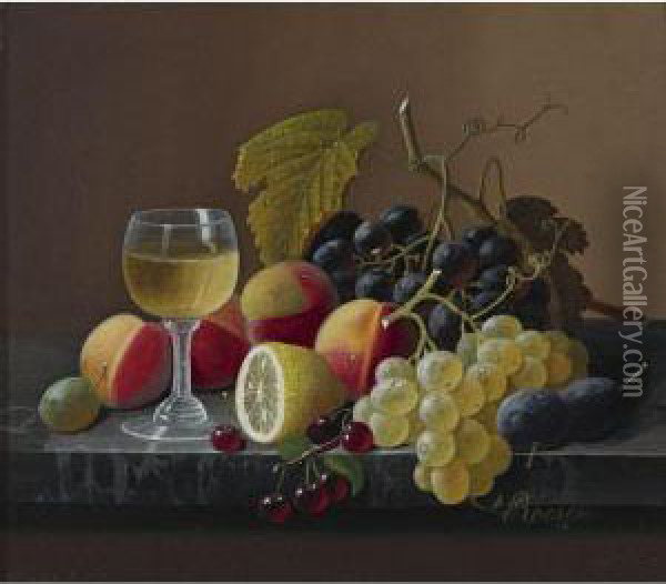 Still Life Of Fruit With Lemon Oil Painting - Severin Roesen
