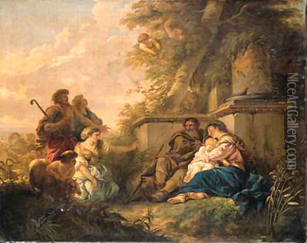 The Rest on the Flight into Egypt Oil Painting - Jean Jacques II Lagrenee