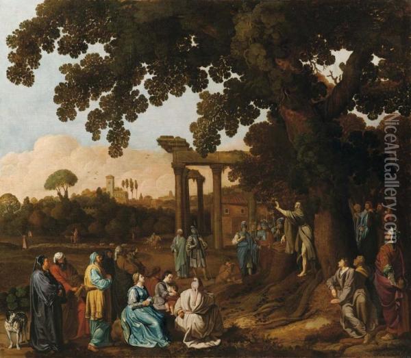Paesaggio Con La Predica Di San Giovanni Battista Oil Painting - Nicolaes Lastman