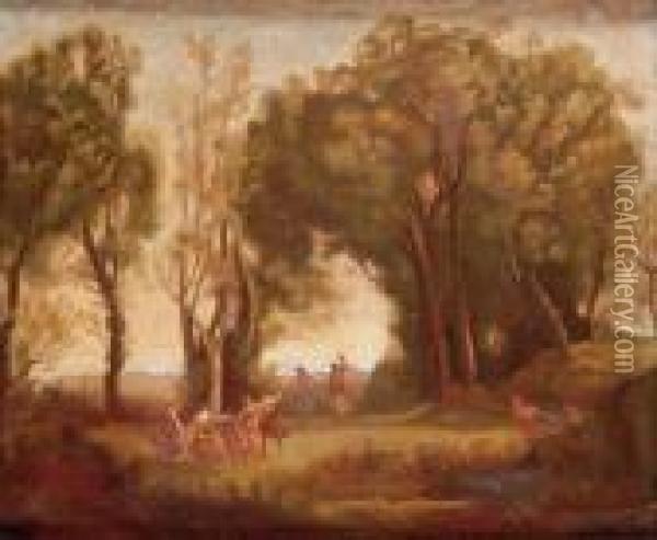 Banistas Oil Painting - Jean-Baptiste-Camille Corot