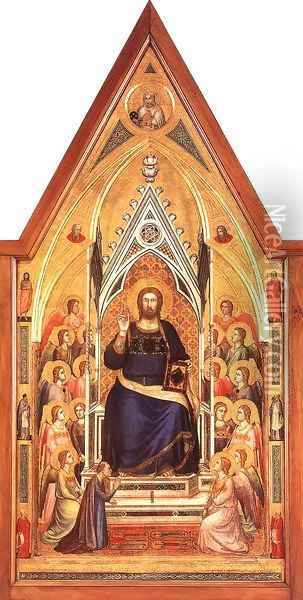 The Stefaneschi Triptych Christ Enthroned Oil Painting - Giotto Di Bondone