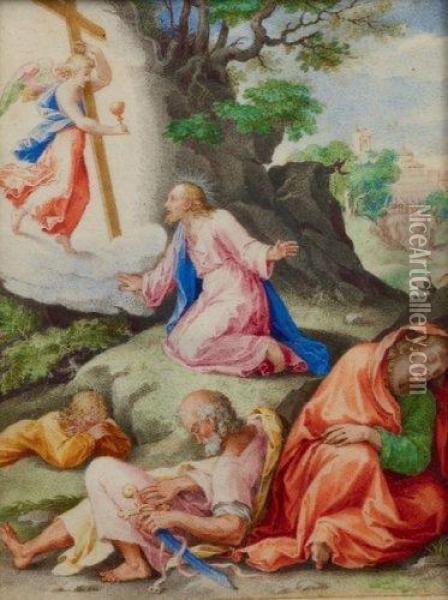 Le Christ Au Mont Des Oliviers Oil Painting - Giorgio-Giulio Clovio
