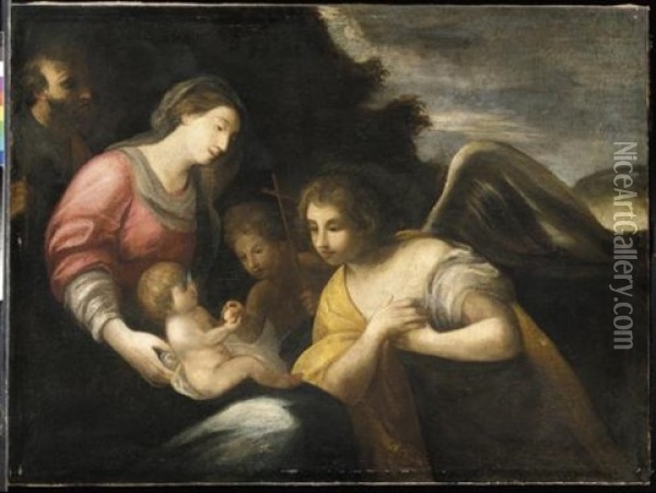 Sacra Famiglia Con San Giovannino E Un Angelo Oil Painting -  Scarsellino