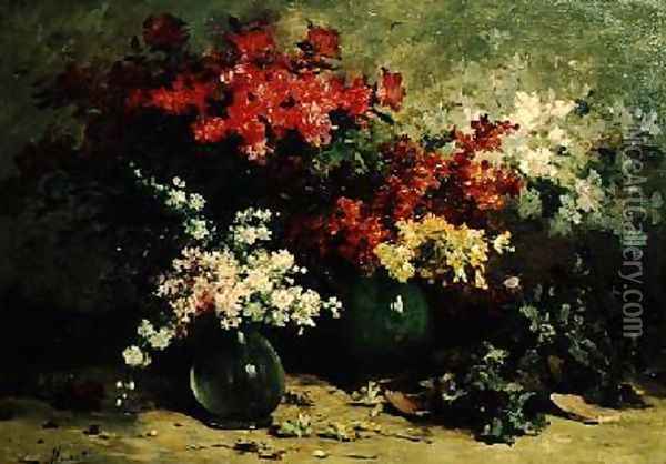 Still Life of Spring Flowers Oil Painting - Louis Emile Minet