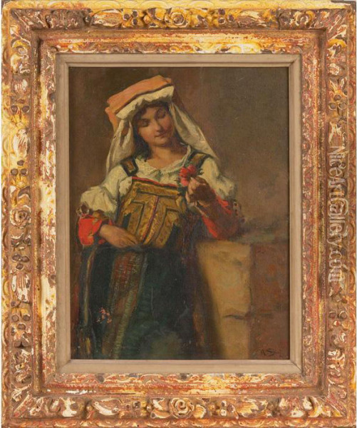 Meisjes Portret Oil Painting - Narcisse-Virgile D Az De La Pena