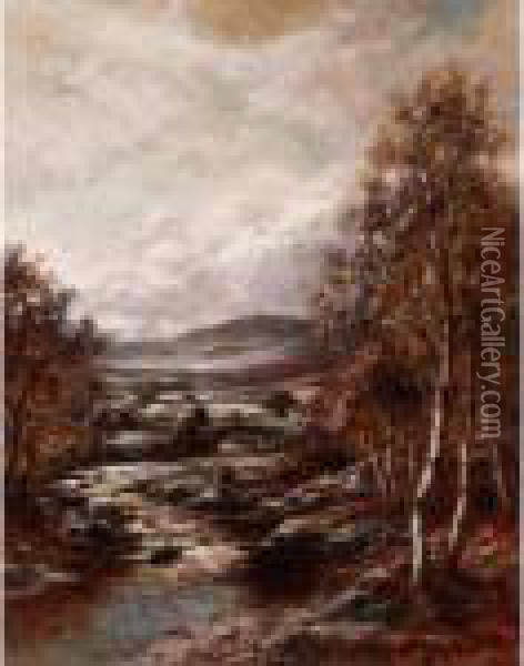 A Highland Burn Oil Painting - Allan Ramsay