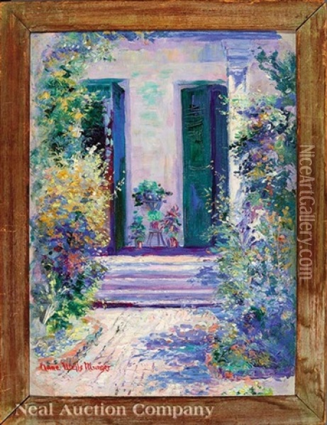 French Quarter Courtyard Oil Painting - Anne Wells Munger