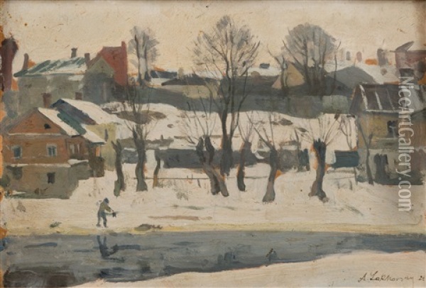 Winter View Oil Painting - Arnold Borisovich Lakhovsky