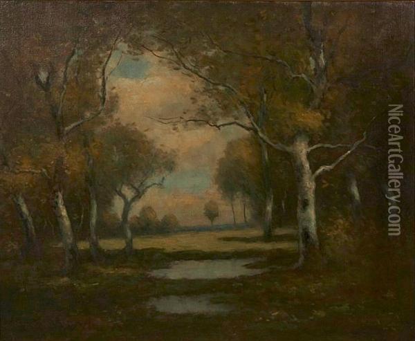 Wooded Landscape Oil Painting - Max Weyl