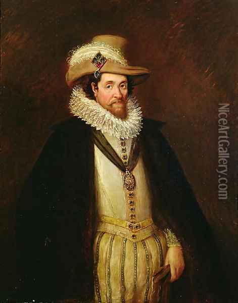 James I of England and VI of Scotland 1566-1625, after John de Critz II c.1600-p.1657 Oil Painting - Rhoda Sullivan