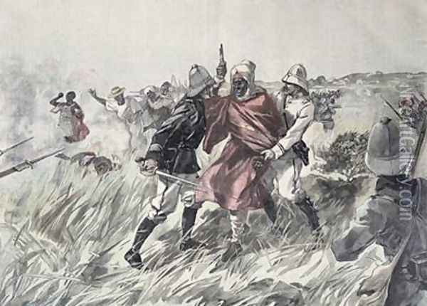 The capture of Toure Samory 1835-1900 by Lieutenant Jacquin near Guelemou in 1898 from Le Petit Journal 30th October 1898 Oil Painting - Henri Meyer