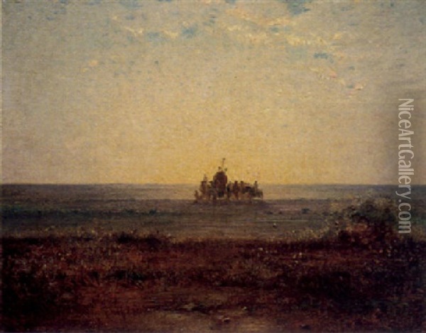 Karawane Vor Untergehender Sonne Oil Painting - Gustave Achille Guillaumet