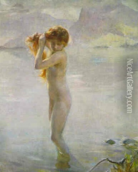 Nymph In A Sylvan Lake Oil Painting - Paul Emile Chabas