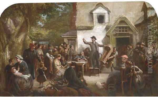 The country auction Oil Painting - English School