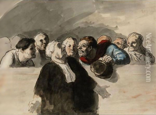 Le Defenseur Oil Painting - Honore Daumier