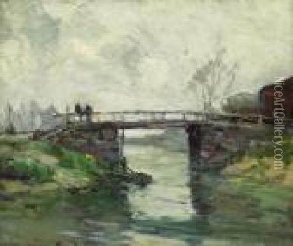 ''the Bridge'' Oil Painting - Chauncey Foster Ryder