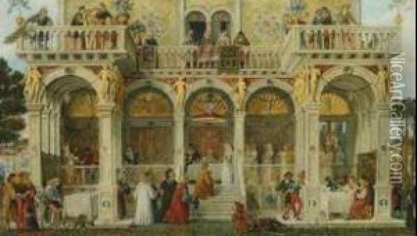 Festeggiamenti A Palazzo Oil Painting - Ricciardo Meacci