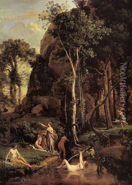 Diana Surprised at Her Bath Oil Painting - Jean-Baptiste-Camille Corot