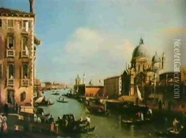 Le Grand Canal Avec L'eglise De La                          Salute Oil Painting - William James