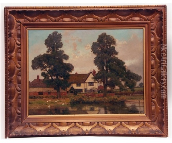 Landscape With House By A River Oil Painting - Frederick George Cotman