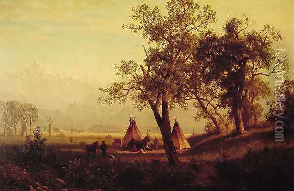 Wind River Mountains Nebraska Territory Oil Painting - Albert Bierstadt