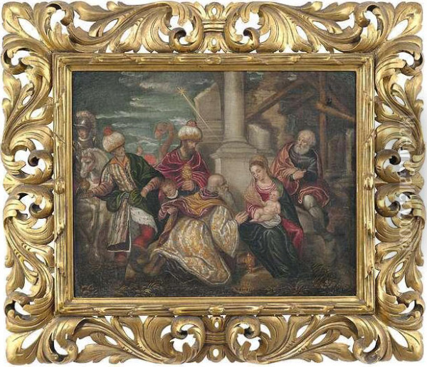 Die Anbetung Der Konige Oil Painting - Jacopo Bassano (Jacopo da Ponte)