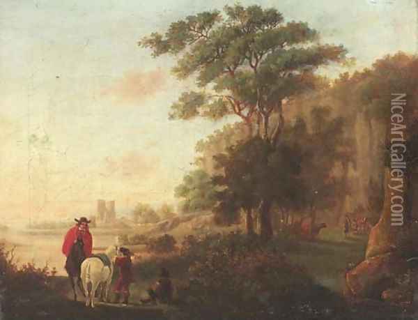 Horseman in an Italianate landscape Oil Painting - Aelbert Cuyp