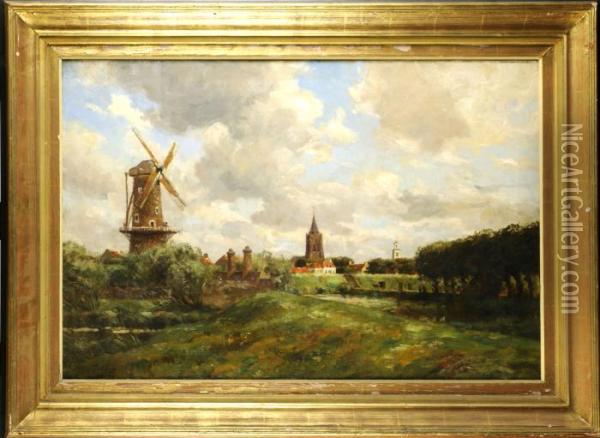 Paysage Avec Moulin A Vent Oil Painting - Victor Gilsoul