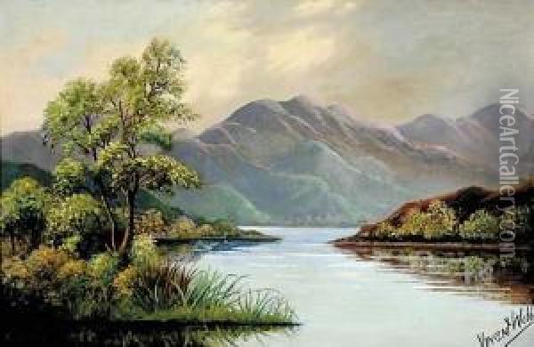 Pair Works Scottish Highland Oil Painting - Vincent Webb