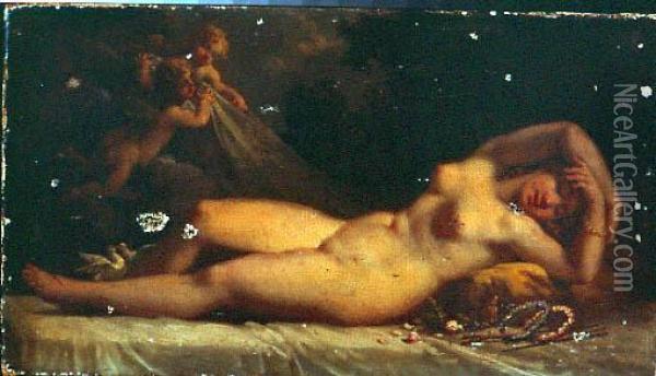 Venus Endormie Oil Painting - Jacques Antoine Vallin
