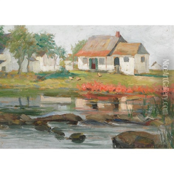 Homestead By A Stream Oil Painting - Sarah Margaret Armour Robertson