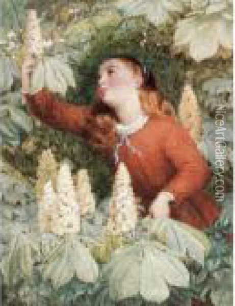 Picking Chestnuts Oil Painting - Sir Hubert von Herkomer