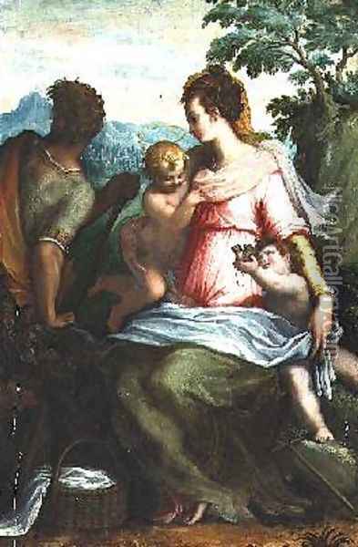 Madonna and Child with Saint John the Baptist Oil Painting - Francesco (Il Poppi) Morandini